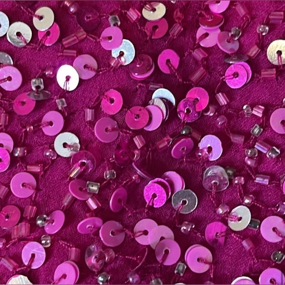 NWOT: Stunning Scala Fuchsia Sequined Long Backless Gown! Size Medium. 💖 - Picture 9 of 16